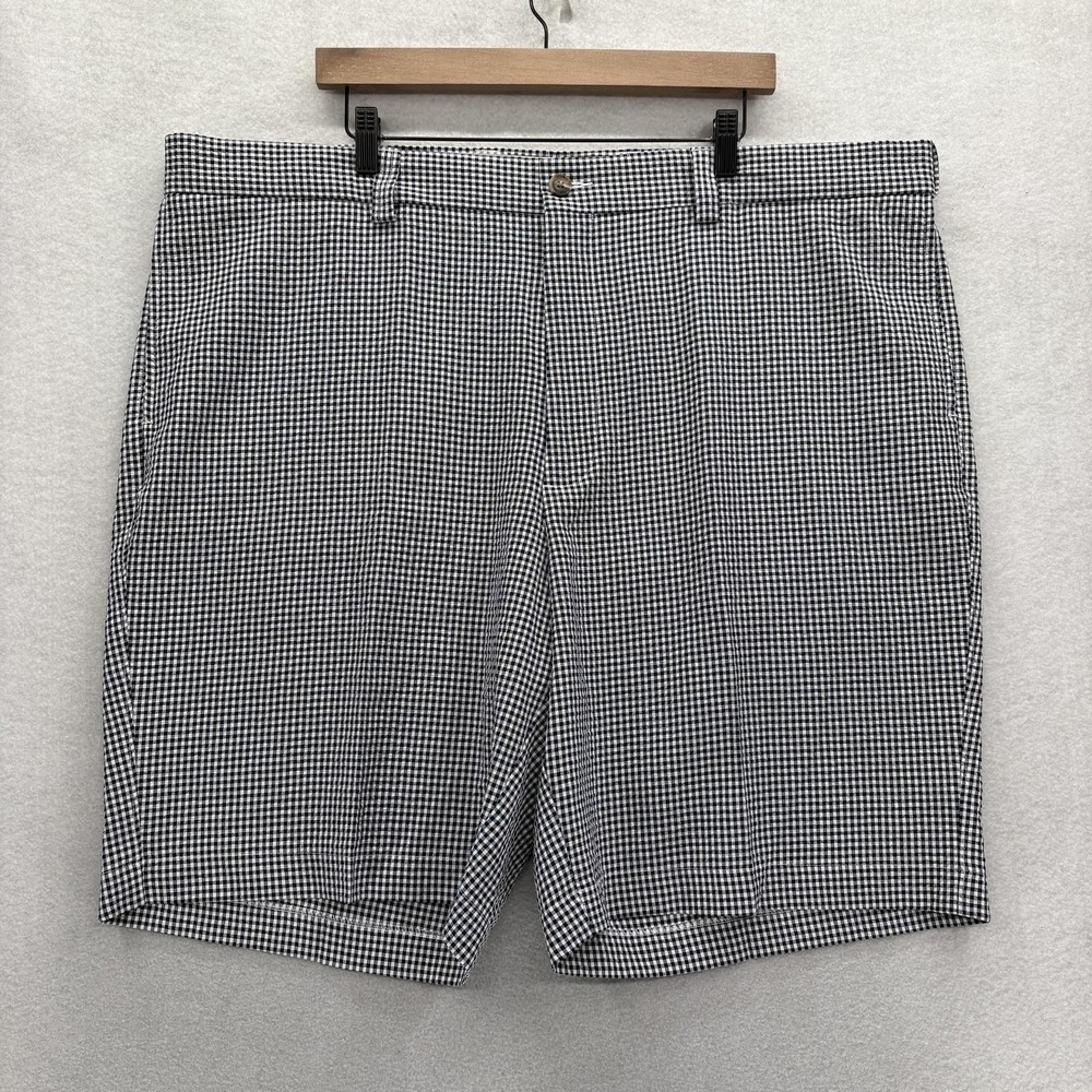 Oak Hill Shorts Mens 46 Blue Check Chino Seersucker 10" Big & Tall Casual DXL